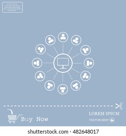 Global communication concept with flat icons. Vector illustration