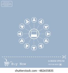 Global communication concept with flat icons. Vector illustration