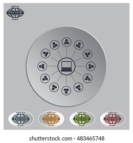 Global communication concept with flat icons. Vector illustration