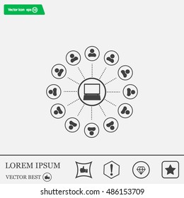 Global communication concept with flat icons. Vector illustration