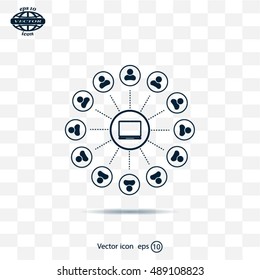 Global communication concept with flat icons. Vector illustration