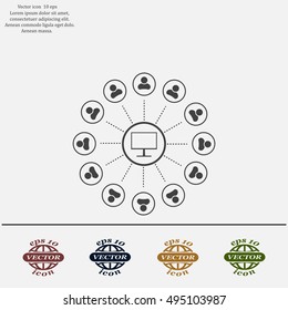 Global communication concept with flat icons. Vector illustration