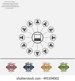 Global communication concept with flat icons. Vector illustration