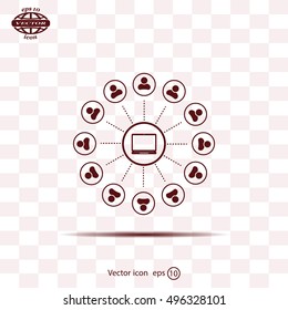 Global communication concept with flat icons. Vector illustration