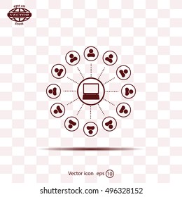 Global communication concept with flat icons. Vector illustration