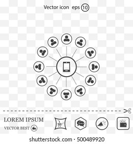 Global communication concept with flat icons. Vector illustration