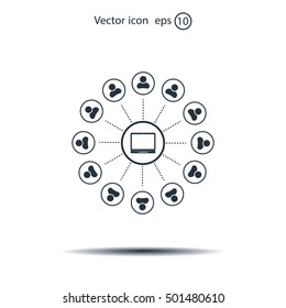 Global communication concept with flat icons. Vector illustration