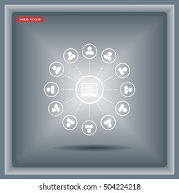 Global communication concept with flat icons. Vector illustration
