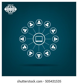 Global communication concept with flat icons. Vector illustration