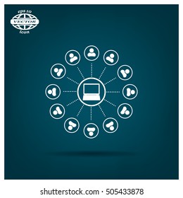 Global communication concept with flat icons. Vector illustration