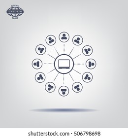 Global communication concept with flat icons. Vector illustration