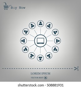 Global communication concept with flat icons. Vector illustration