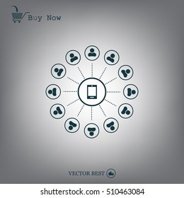 Global communication concept with flat icons. Vector illustration
