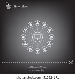 Global communication concept with flat icons. Vector illustration