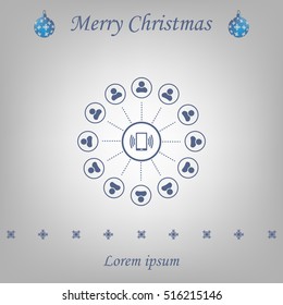 Global communication concept with flat icons. Vector illustration