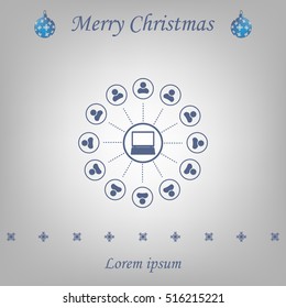 Global communication concept with flat icons. Vector illustration