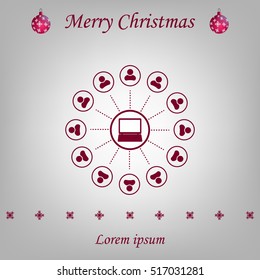 Global communication concept with flat icons. Vector illustration