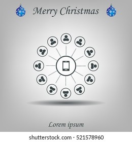 Global communication concept with flat icons. Vector illustration