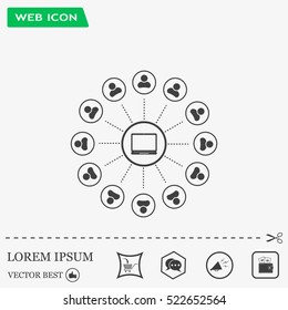 Global communication concept with flat icons. Vector illustration