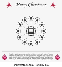 Global communication concept with flat icons. Vector illustration