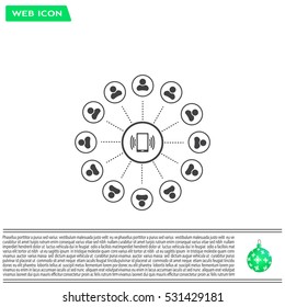 Global communication concept with flat icons. Vector illustration
