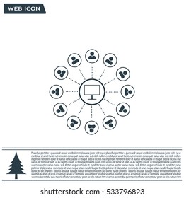 Global communication concept with flat icons. Vector illustration