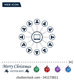 Global communication concept with flat icons. Vector illustration