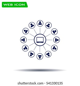 Global communication concept with flat icons. Vector illustration