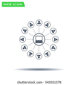 Global communication concept with flat icons. Vector illustration