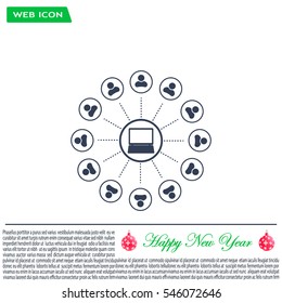 Global communication concept with flat icons. Vector illustration