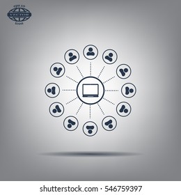 Global communication concept with flat icons. Vector illustration