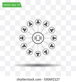 Global communication concept with flat icons. Vector illustration