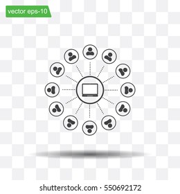 Global communication concept with flat icons. Vector illustration