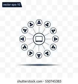 Global communication concept with flat icons. Vector illustration