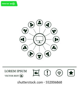 Global communication concept with flat icons. Vector illustration
