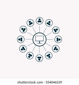 Global communication concept with flat icons. Vector illustration