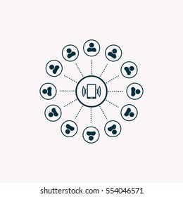 Global communication concept with flat icons. Vector illustration