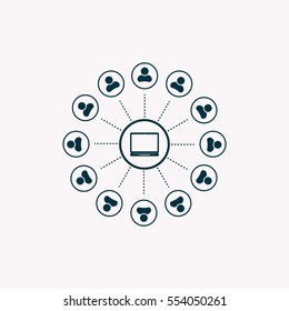 Global communication concept with flat icons. Vector illustration
