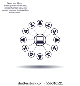 Global communication concept with flat icons. Vector illustration