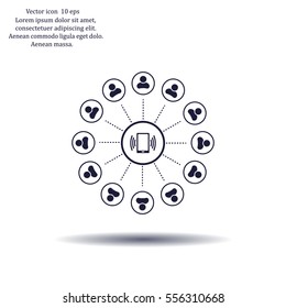 Global communication concept with flat icons. Vector illustration