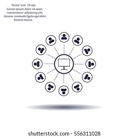 Global communication concept with flat icons. Vector illustration