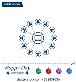 Global communication concept with flat icons. Vector illustration