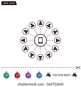 Global communication concept with flat icons. Vector illustration