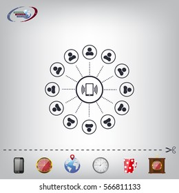 Global communication concept with flat icons. Vector illustration