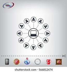 Global communication concept with flat icons. Vector illustration