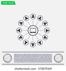 Global communication concept with flat icons. Vector illustration