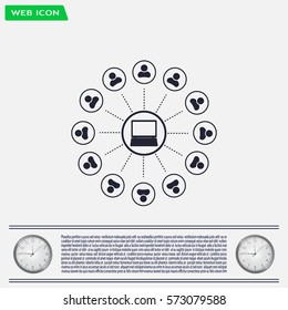 Global communication concept with flat icons. Vector illustration