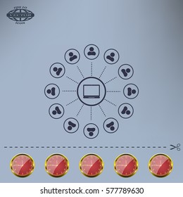 Global communication concept with flat icons. Vector illustration