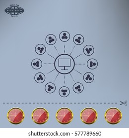 Global communication concept with flat icons. Vector illustration