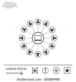 Global communication concept with flat icons. Vector illustration